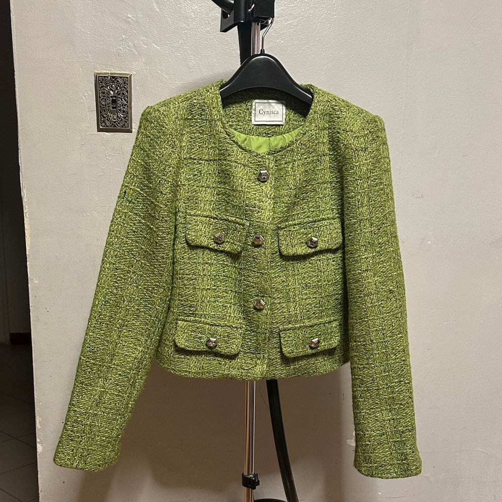CHANEL style Lime Green Tweed Blazer